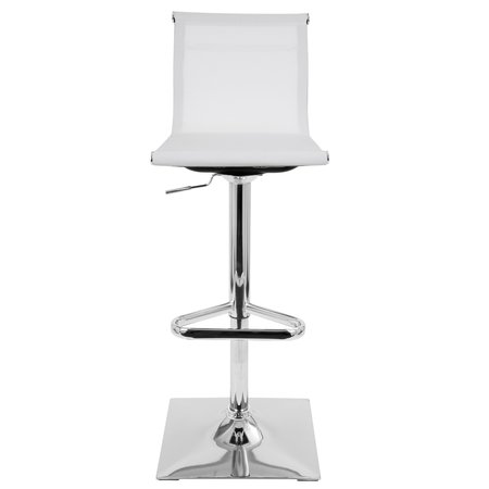 Lumisource Mirage Adjustable Swivel Barstool in White BS-TW-MIRAGE W